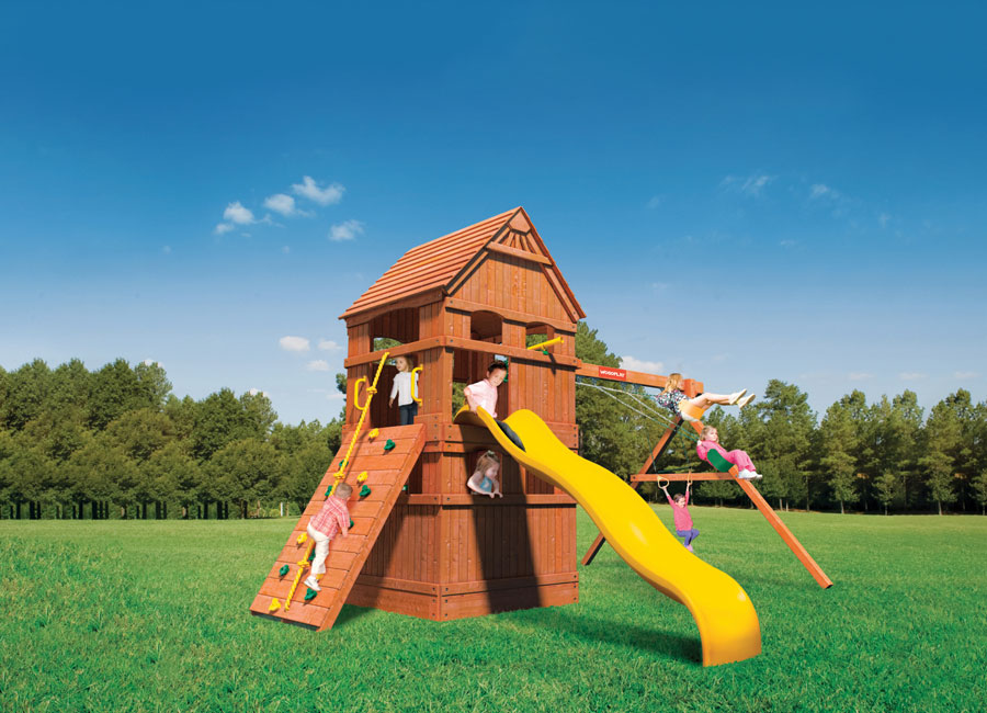 Monkey-Tower-Combo-2-with-Wood-Roof,-Loft,-&-Room