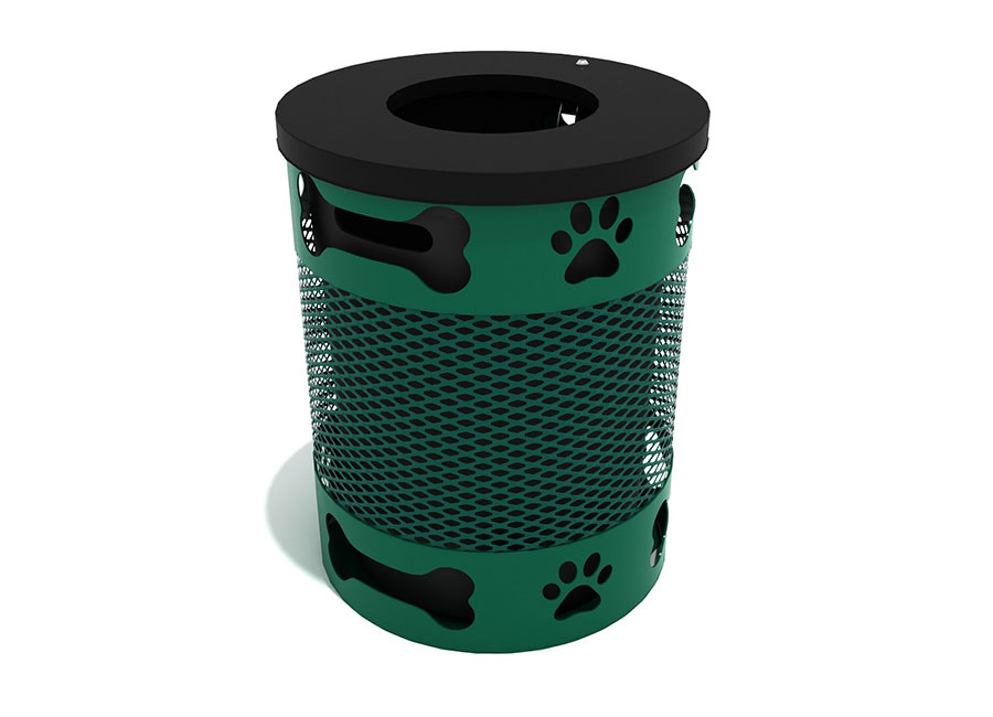 Dog-Park-Trash-Receptacle-Green